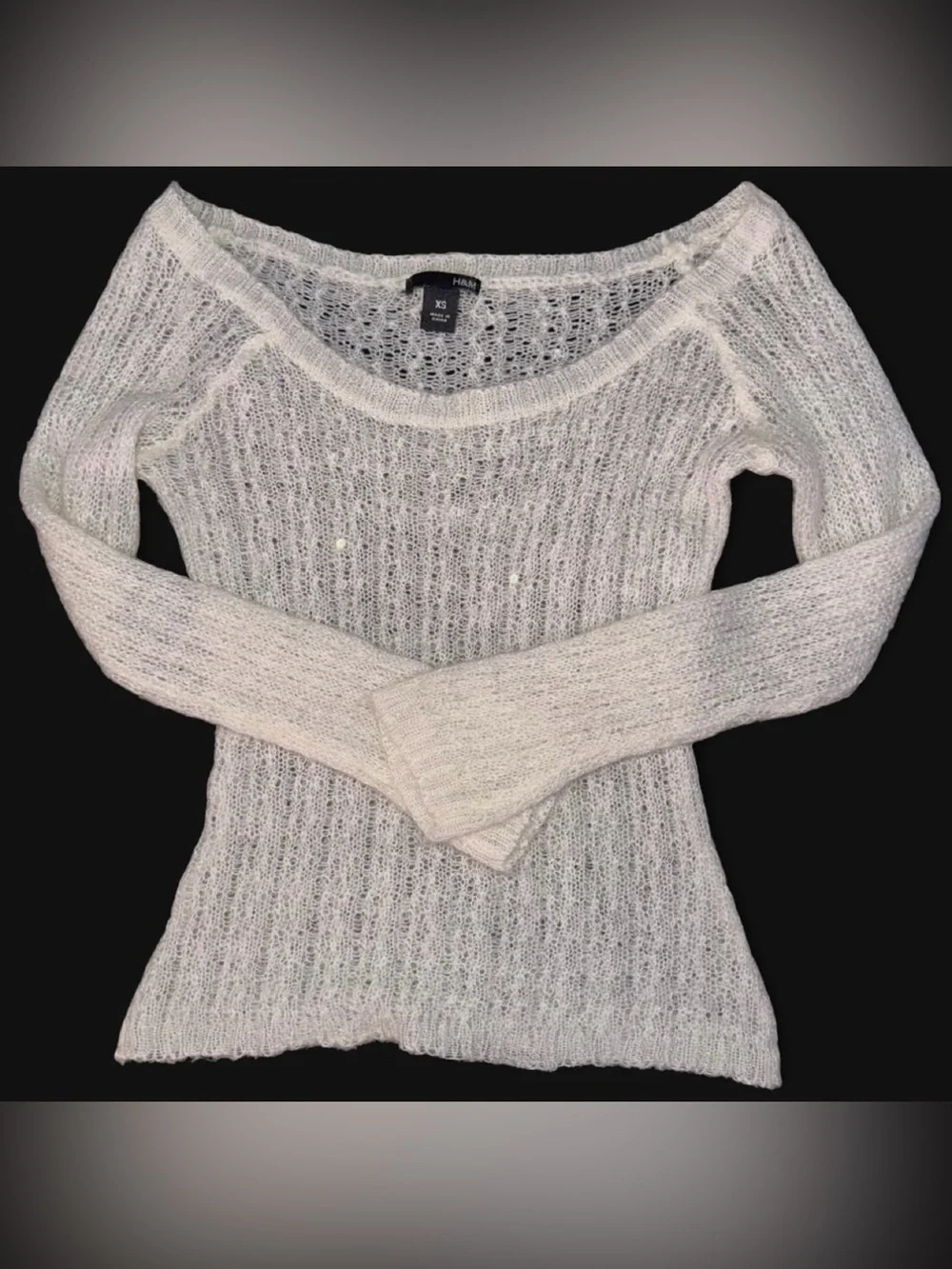 Knit off the shoulder long sleeve top